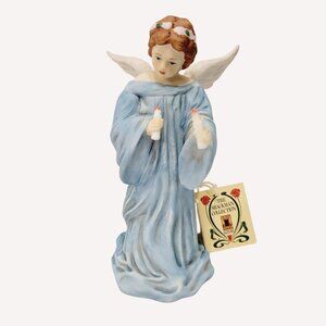 Vtg1988 Schmid B. Shackman Porcelain Red Hair Angel Figurine Blue Gown READ